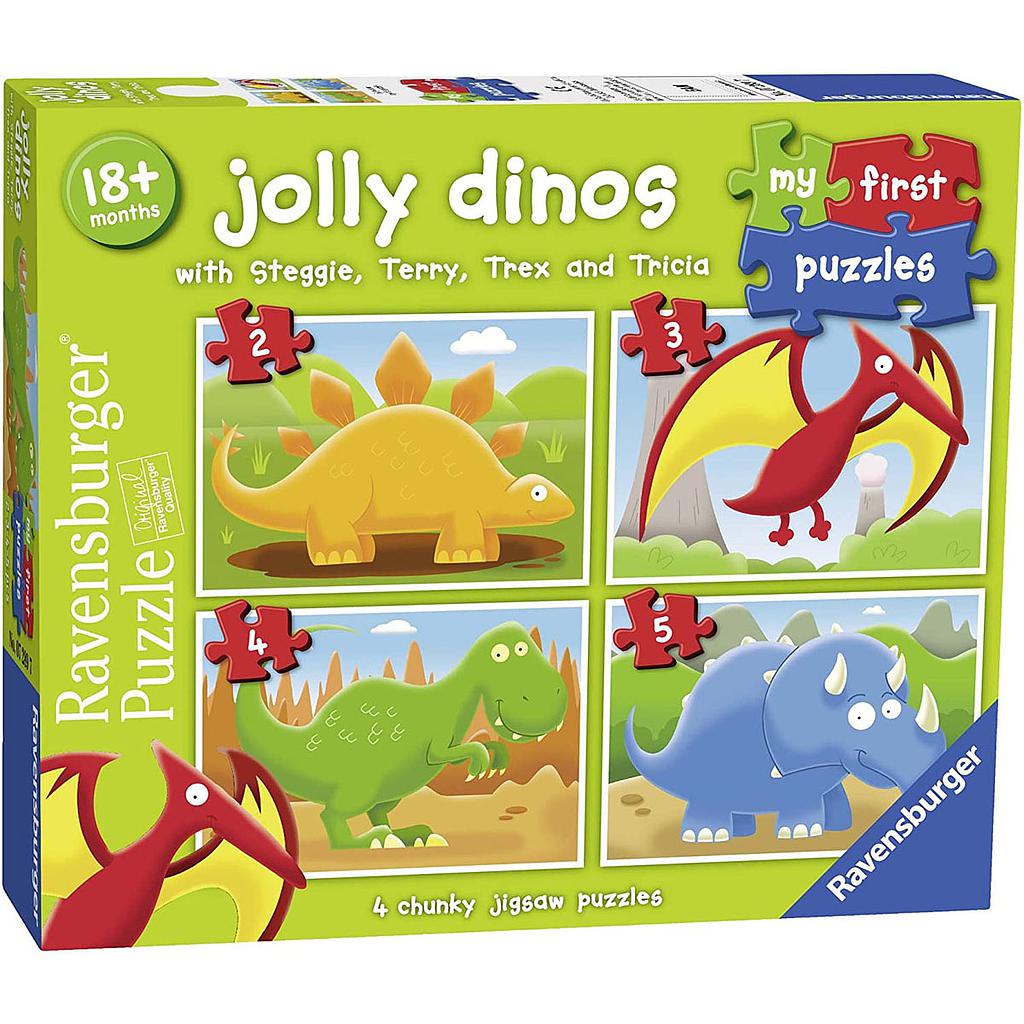 Dinos, Rompecabezas Progresivos 2,3,4 y 5 Piezas