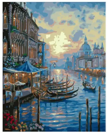 [BU-9986] Pinta por Número Atardecer en Venecia 40x50