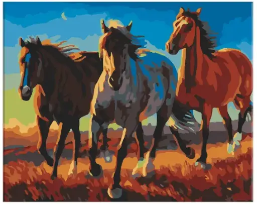 [BU-0609] Pinta por Número Caballos 40x50