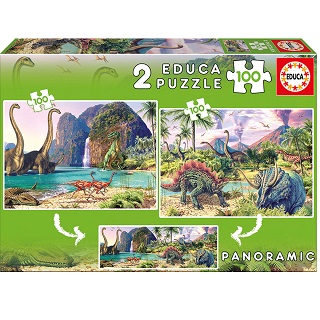 [15620E] Dino World, 2 Rompecabezas de 100 Piezas