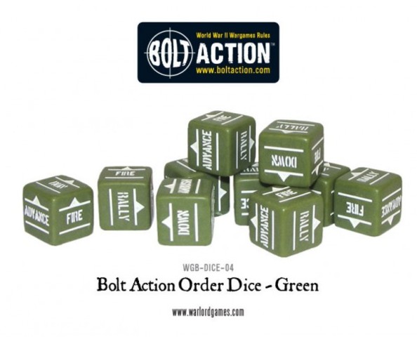 Bolt Action Orders Dice - Verde Olivo (12)