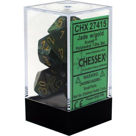 Chessex: Scarab - Polyhedral Jade/Gold 7-Die Set