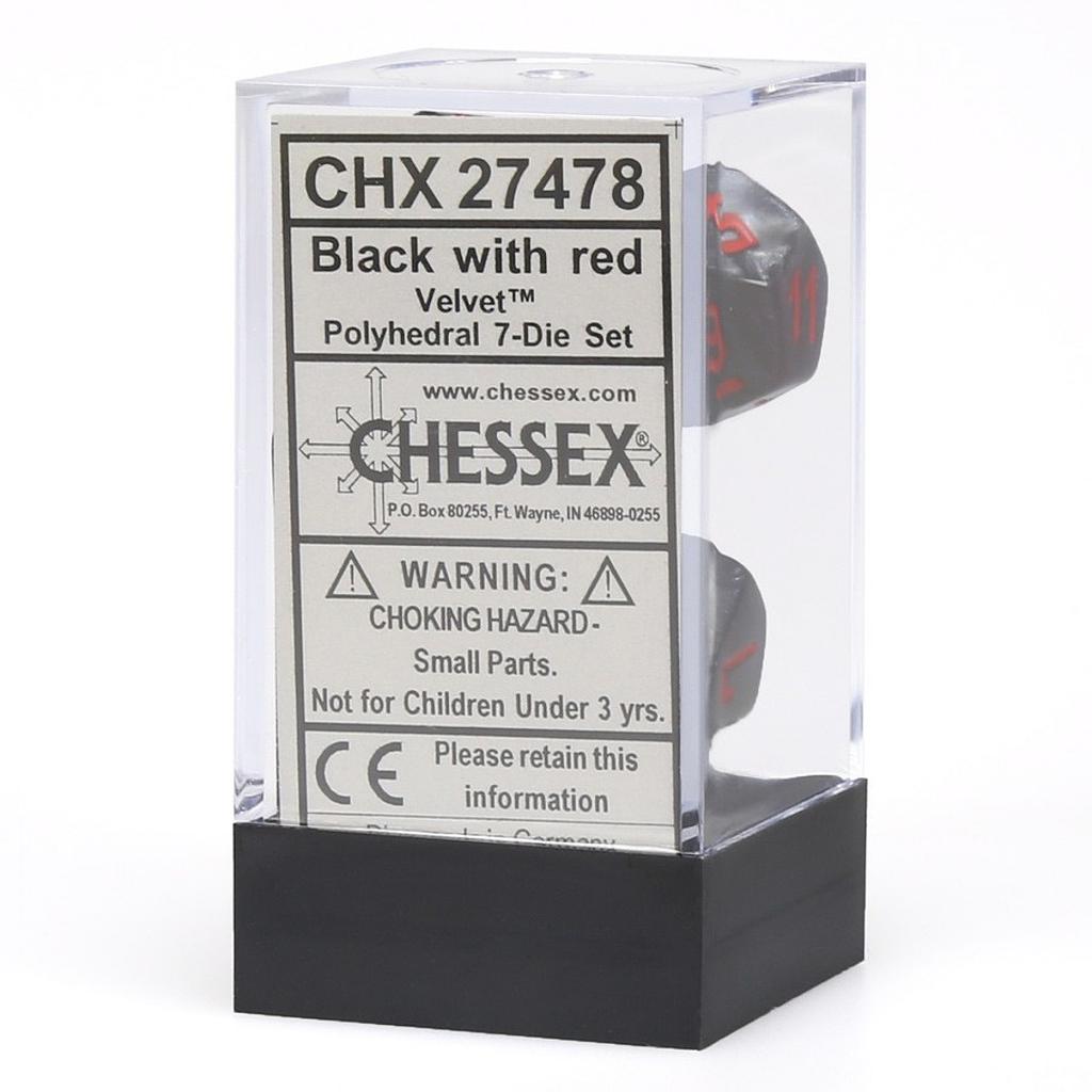 Chessex: Velvet - Polyhedral Black/Red 7-Die Set