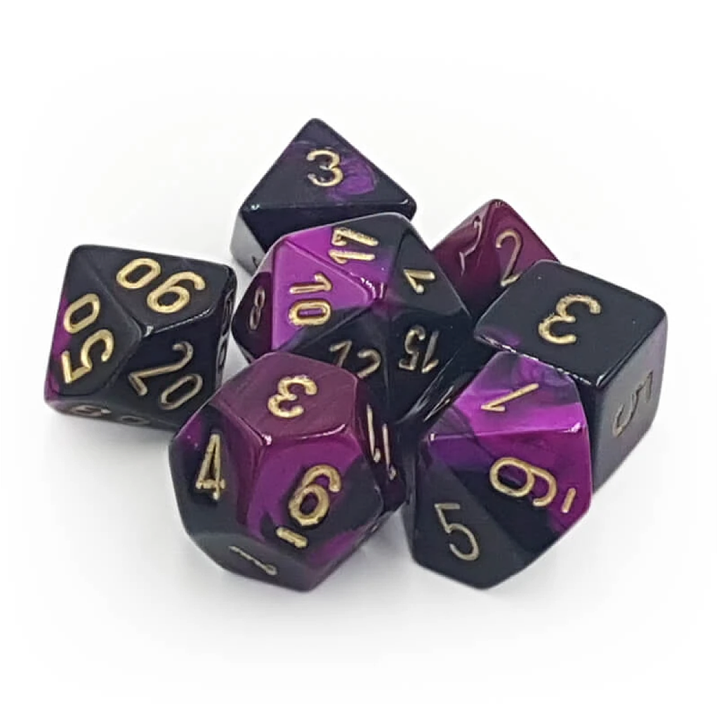 Chessex Gemini: Polyhedral Black Purple/Gold 7 Die Set