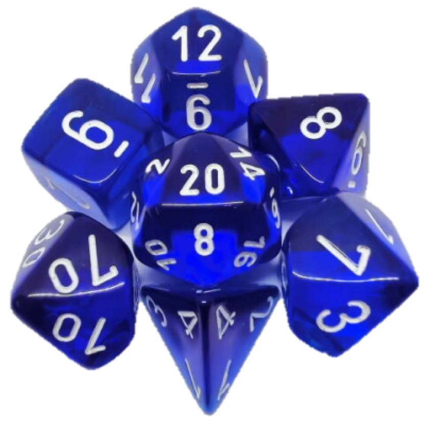 Chessex: Translucent - Polyhedral Blue/white 7 - Die Set