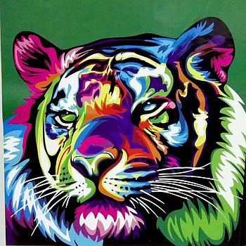 Pinta por Número Tigre de Colores 40x50