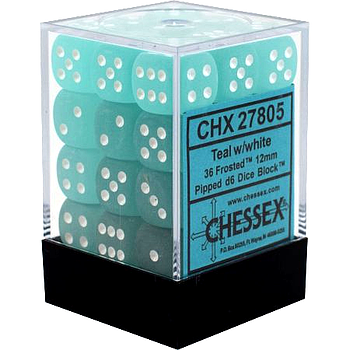 Chessex: Translucent - 12mm d6 Dice Block - Teal/White