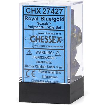 Chessex: Scarab - Polyhedral Royal Blue/Gold 7-Die Set
