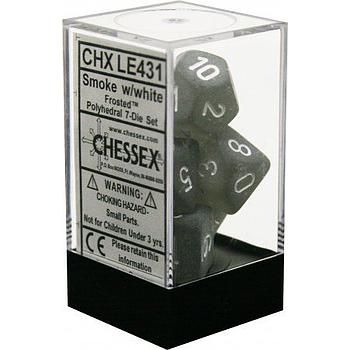 Chessex Frosted: Polyhedral Smoke/withe 7 Die Set