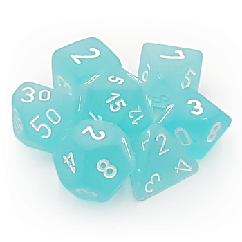 Chessex Frosted: Polyhedral Teal/withe 7 Die Set